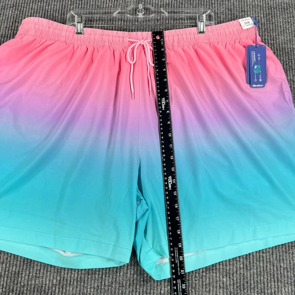 Caribbean Swim Shorts Mens 3XB Big Blue Pink Lined Ocean Beach Pool New